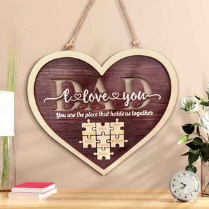 Personalized Dad Heart Puzzle Plaque You Are the Piece That Holds Us Together Father's Day Gift