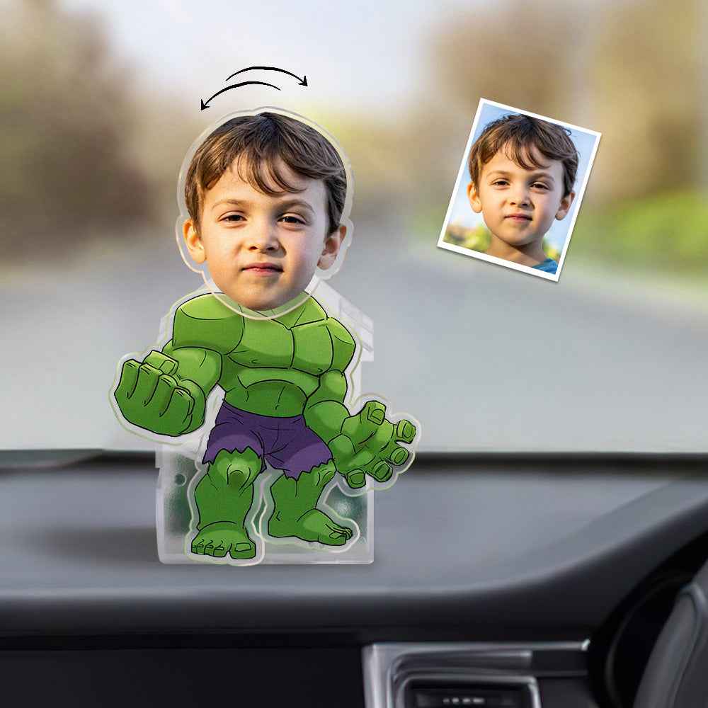 Custom Face Shaking Head Ornament Personalized Hulk Car Dashboard Decoration Home Desktop Ornament