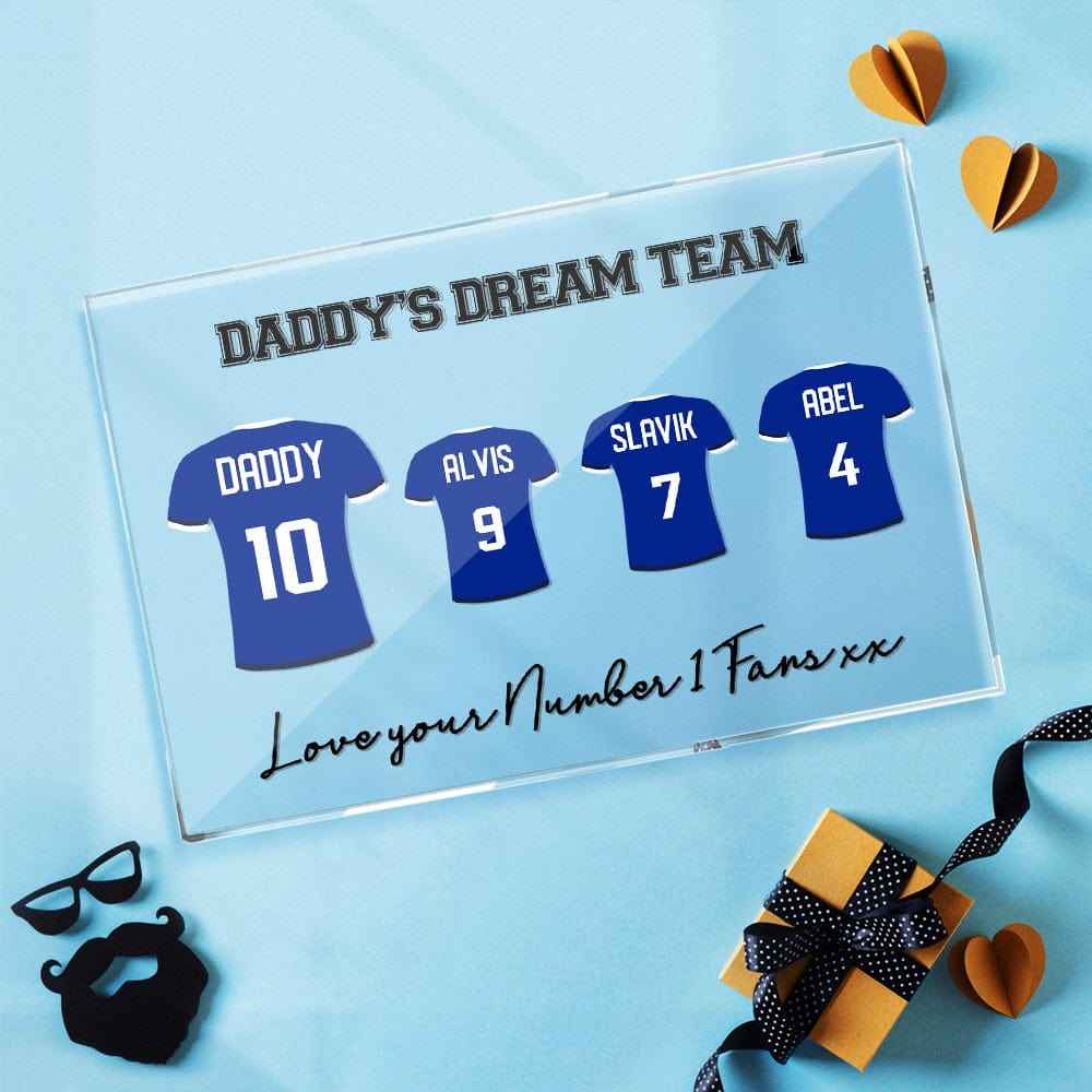 Custom Plaque With Names Gifts for Dad - Daddy's Dream Team