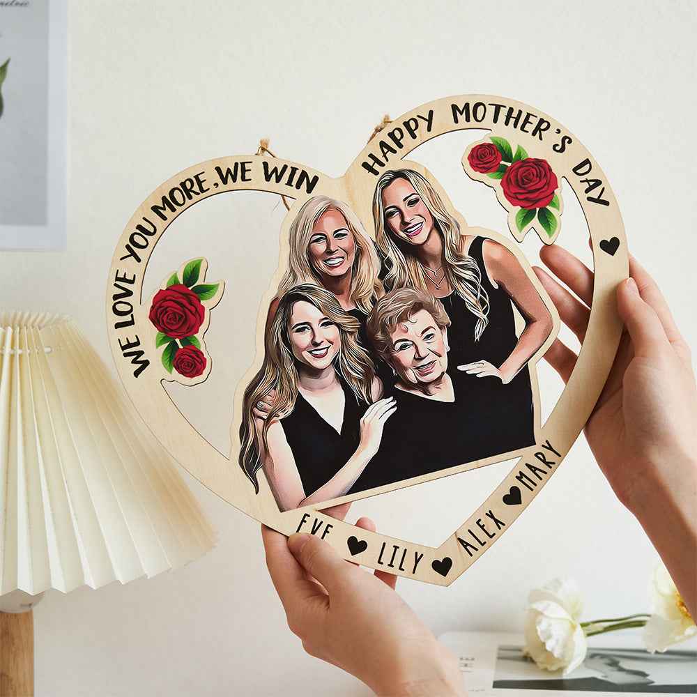 Custom Photo Engraved Pendant Heart Shaped Mother's Day Gifts