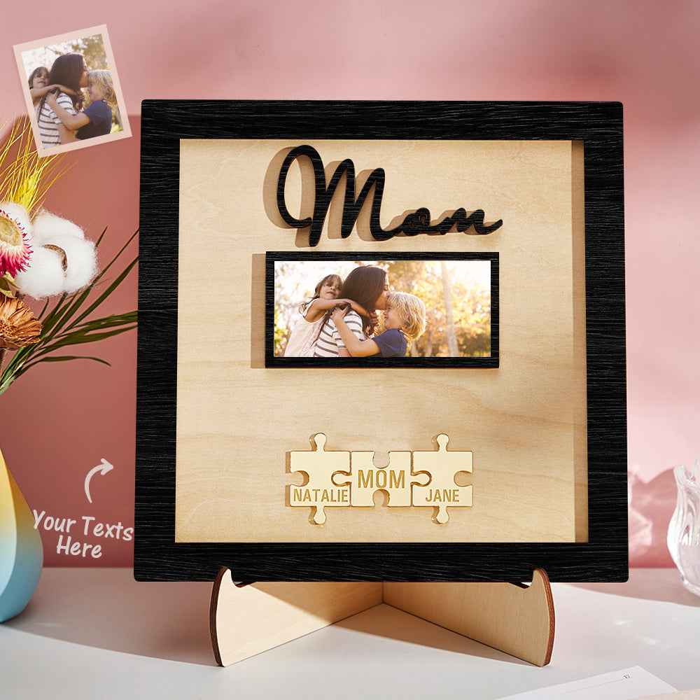 Custom Photo Engraved Ornament Mother's Day Puzzle Wooden Commemorate Gifts