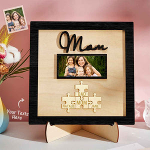 Custom Photo Engraved Ornament Mother's Day Puzzle Wooden Commemorate Gifts