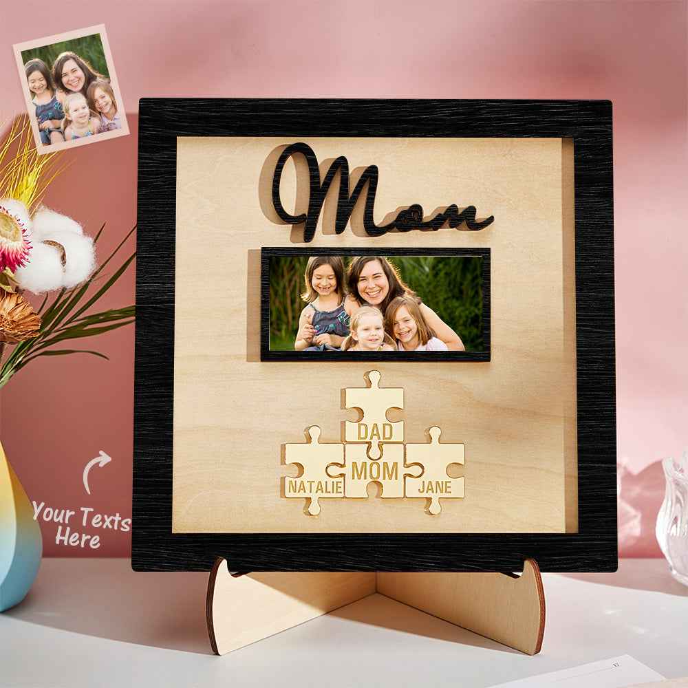 Custom Photo Engraved Ornament Mother's Day Puzzle Wooden Commemorate Gifts