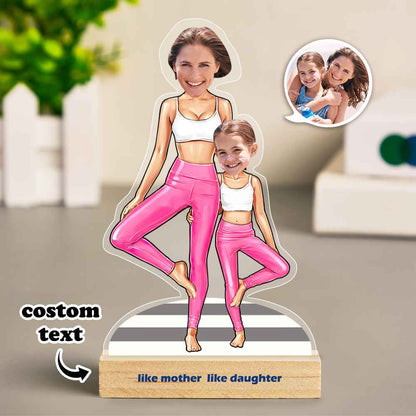 Custom Face MiniMe Plaque Personalized Yoga Mother and Daughter Desk Decor Gifts for Mom