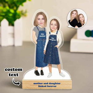 Custom Face MiniMe Plaque Personalized Jeans Dress Mother and Daughter Desk Decor Gifts for Mom