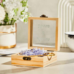 Personalized Transparent Glass Wooden Box With Text Creative Storage Gift Box