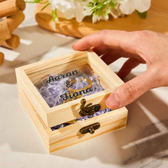 Personalized Transparent Glass Wooden Box With Text Creative Storage Gift Box