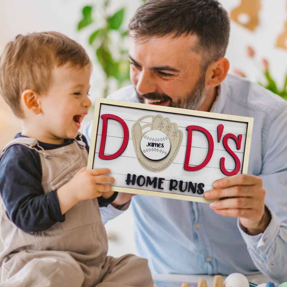 Personalized Baseball Dad Wooden Name Sign Plaque Father's Day Gift for Dad Grandpa