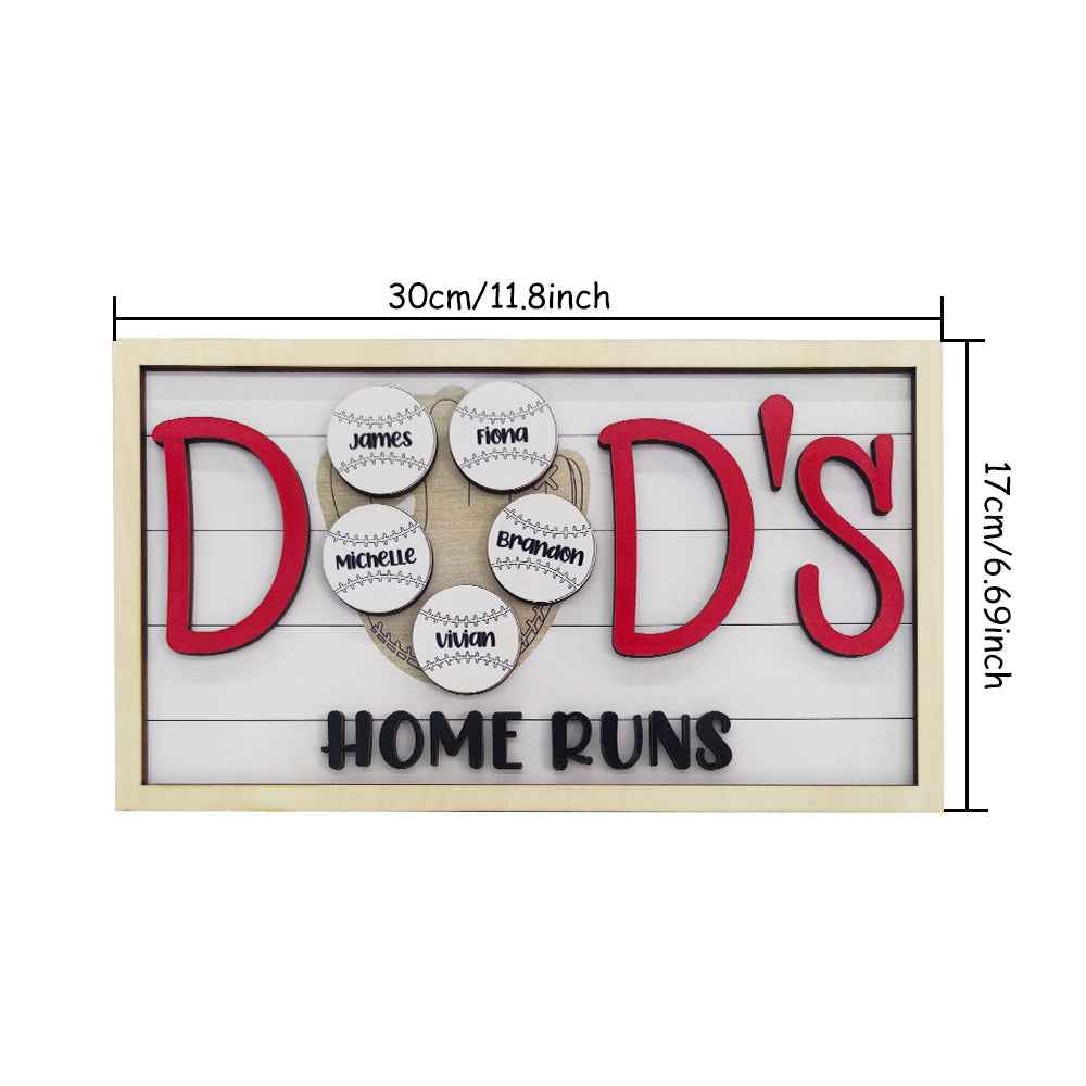 Personalized Baseball Dad Wooden Name Sign Plaque Father's Day Gift for Dad Grandpa