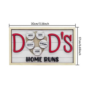 Personalized Baseball Dad Wooden Name Sign Plaque Father's Day Gift for Dad Grandpa