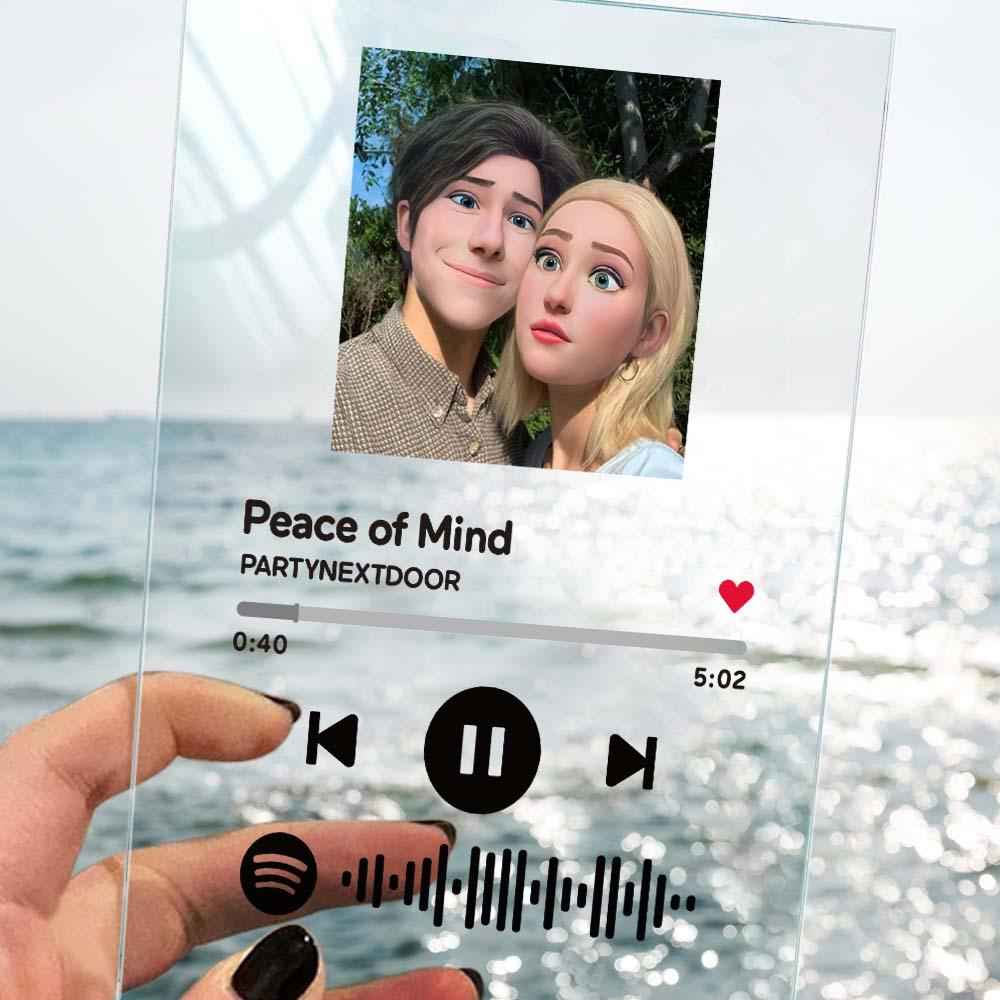 Scannable Music Code Comic Filter Plaque Keychain Music and Photo Acrylic Gifts for Couple