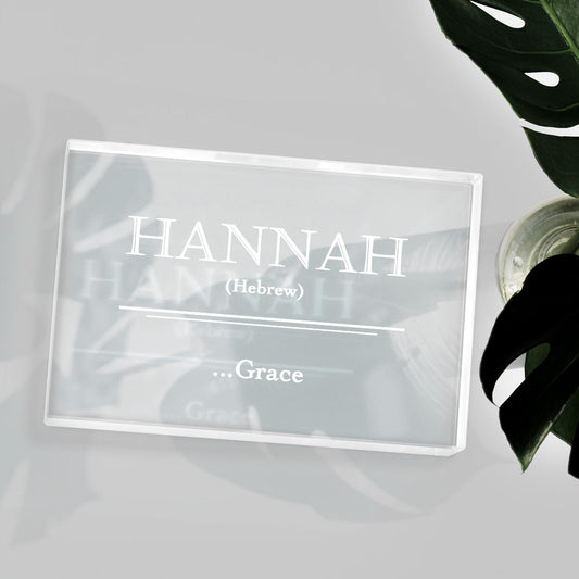 LED-illuminated personalised crystal block displayed as an engraved photo keepsake or memorial gift — USB-powered LED light base highlights internal engraving