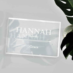 Custom 2D Crystal Engraved Name Meaning Glass Block Newborn Gifts