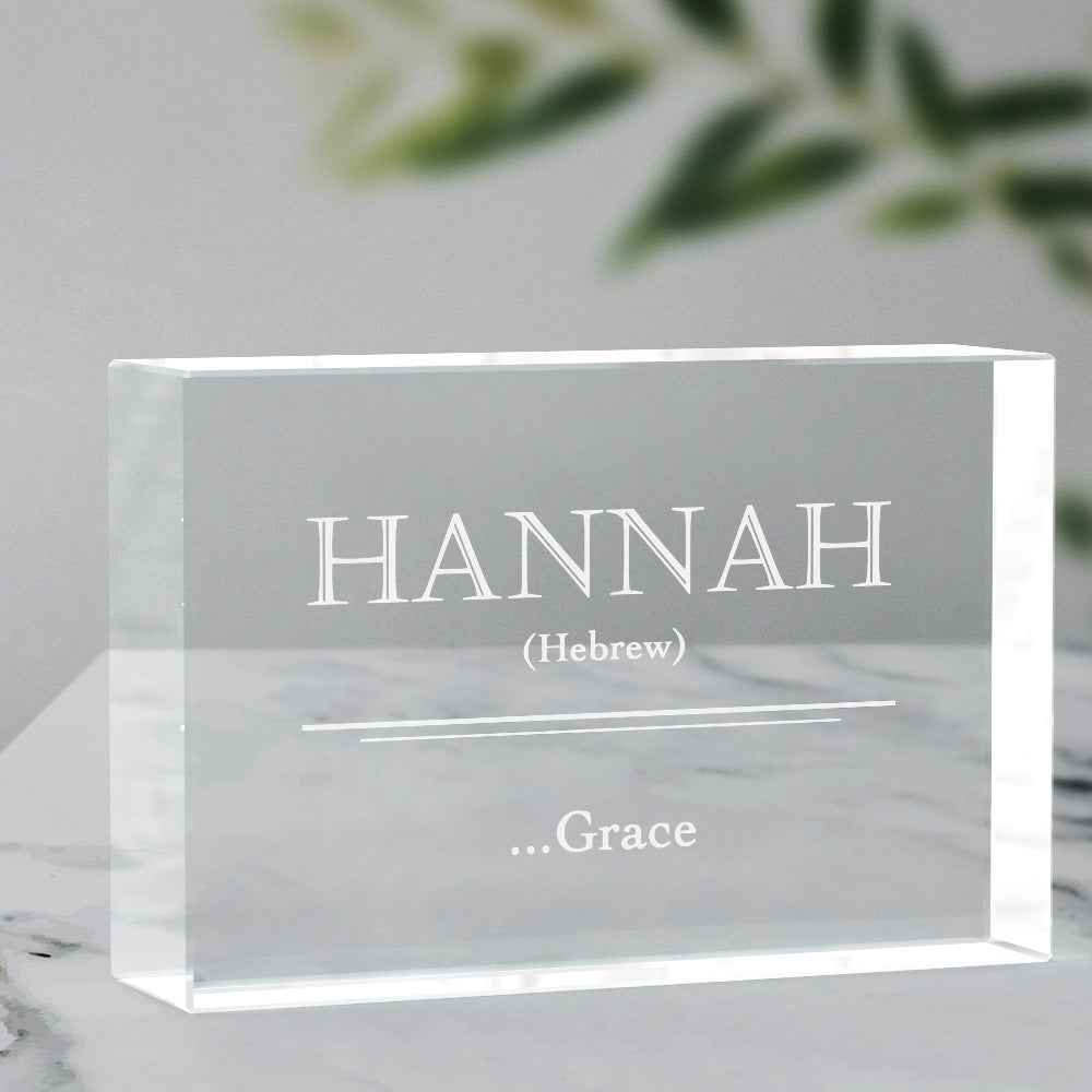 Custom 2D Crystal Engraved Name Meaning Glass Block Newborn Gifts