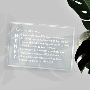 Engraved 2D Crystal Personalized Memorial Vertical Name Glass Block Romantic Gifts