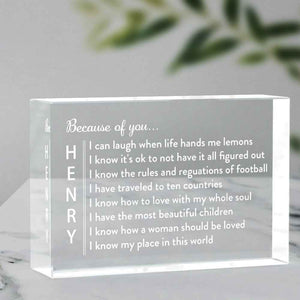 Engraved 2D Crystal Personalized Memorial Vertical Name Glass Block Romantic Gifts