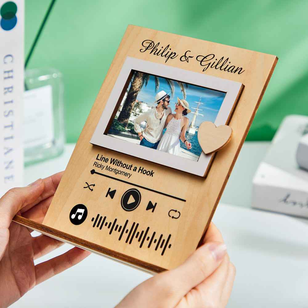 Scannable Music Code Film Picture Frame Custom Standing Photo Wood Frame Valentine's Day Gifts