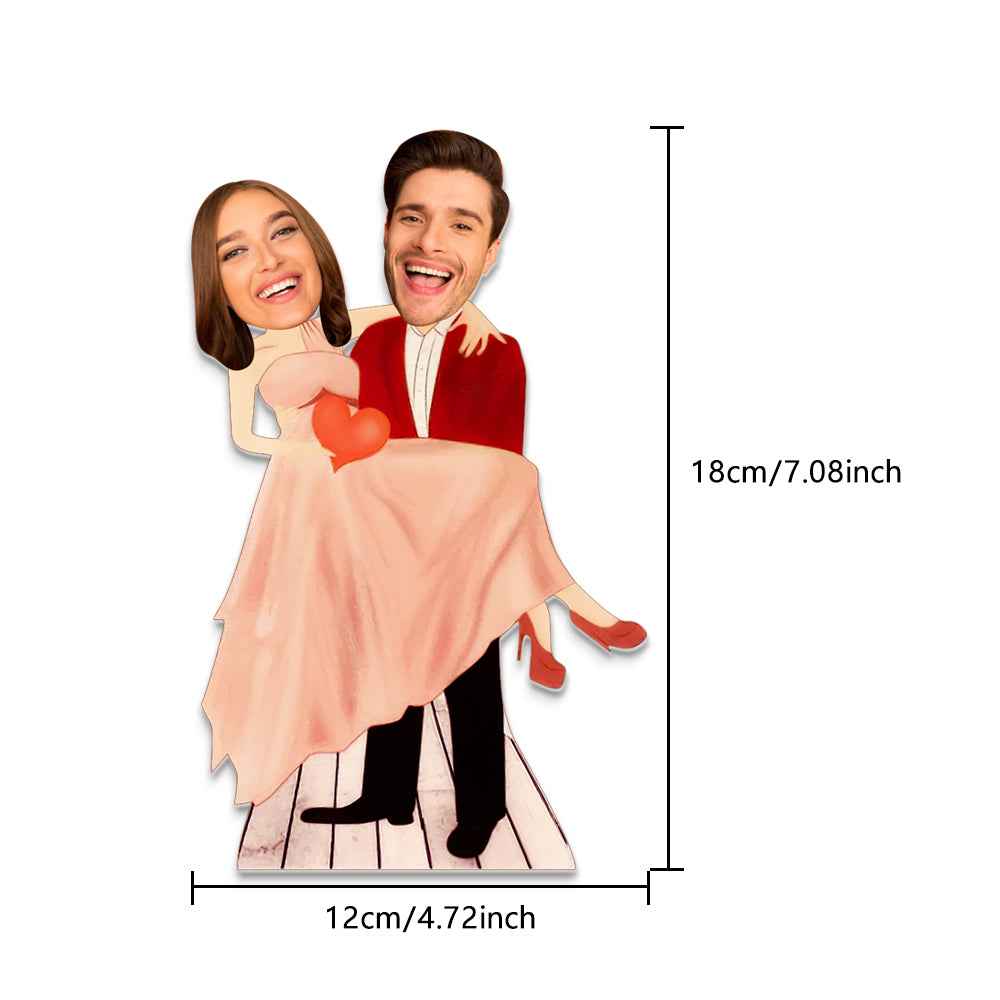 Personalized Plaque Carry Your Love Caricature Couple Custom Face MiniMe Decor Gift for Lover