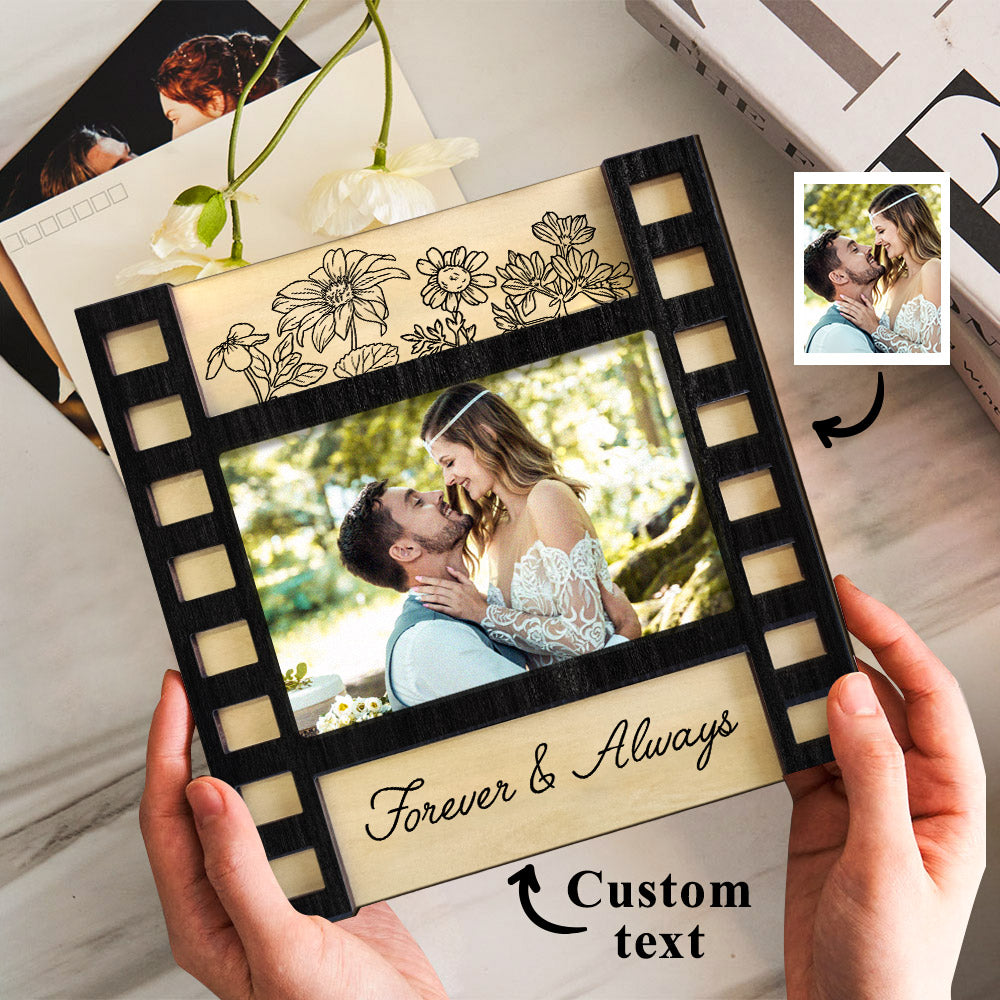 Personalised Engraved Wedding Photo Frame - Custom Film Sign Gift for Couples