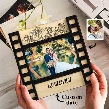 Personalised Engraved Wedding Photo Frame - Custom Film Sign Gift for Couples