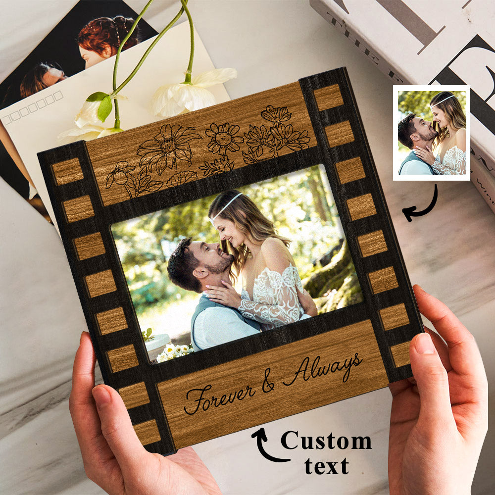 Personalised Engraved Wedding Photo Frame - Custom Film Sign Gift for Couples
