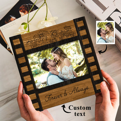 Personalised Engraved Wedding Photo Frame - Custom Film Sign Gift for Couples