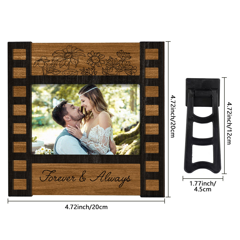 Personalised Engraved Wedding Photo Frame - Custom Film Sign Gift for Couples