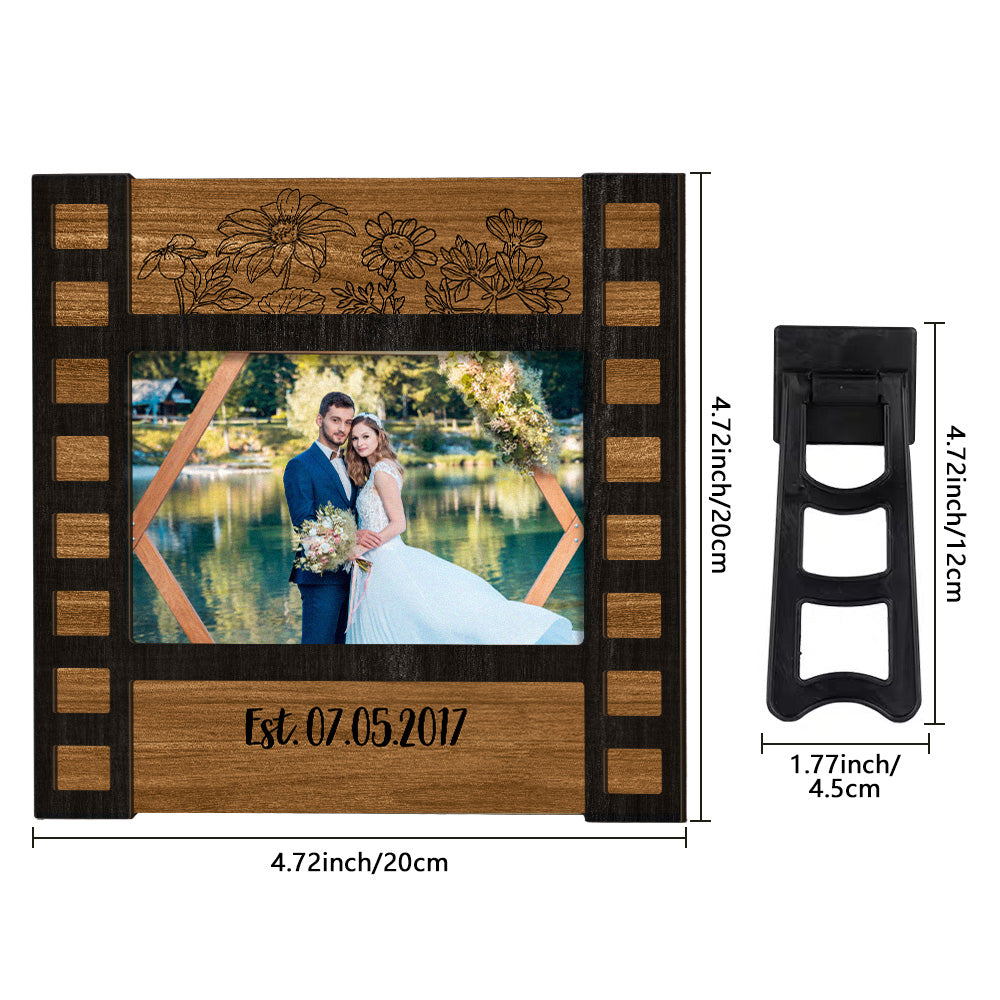 Personalised Engraved Wedding Photo Frame - Custom Film Sign Gift for Couples