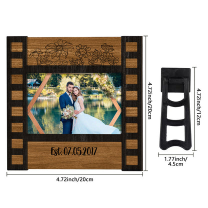 Personalised Engraved Wedding Photo Frame - Custom Film Sign Gift for Couples
