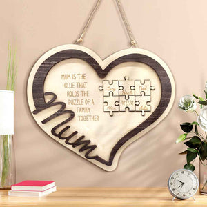 Personalised Wooden Heart Puzzle Sign Mother's Day Gift for Mum