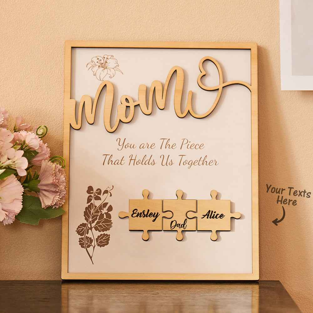 Custom Name Puzzle Ornament Wooden Gifts for Mother's Day