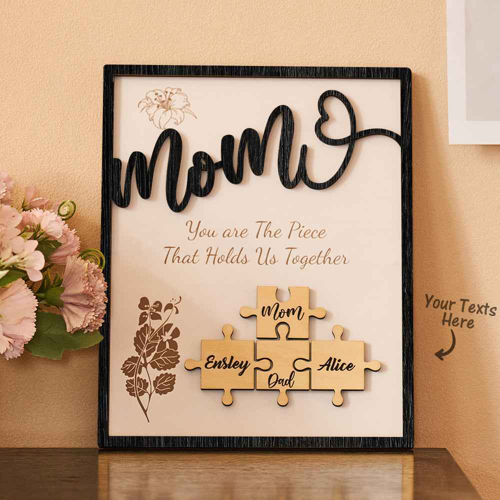 Custom Name Puzzle Ornament Wooden Gifts for Mother's Day