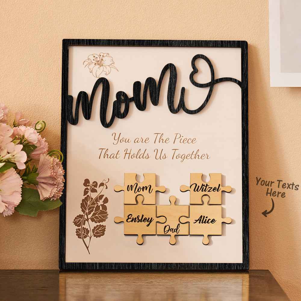 Custom Name Puzzle Ornament Wooden Gifts for Mother's Day