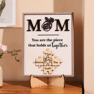 Custom Engraved Puzzle Ornament Rose Design Commemorate Gifts for Mom