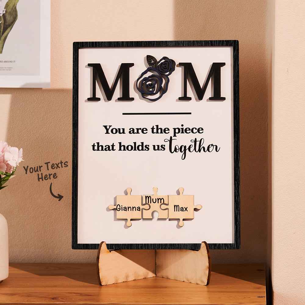 Custom Engraved Puzzle Ornament Rose Design Commemorate Gifts for Mom