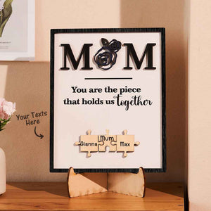 Custom Engraved Puzzle Ornament Rose Design Commemorate Gifts for Mom