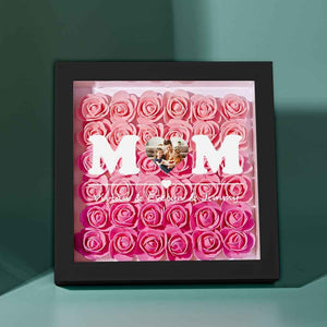 Custom Photo Flower Shadow Box Personalized Heart Gradient Pink Flower Shadowbox Frame Gift for Mom