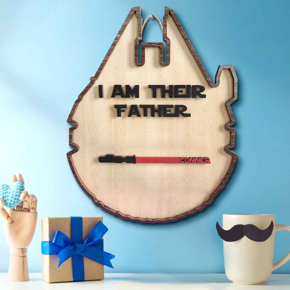 Personalized Light Saber Plaque I Am Their Father Wooden Sign Father's Day Gift