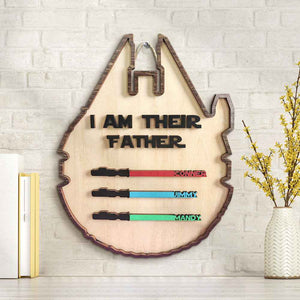 Personalized Light Saber Plaque I Am Their Father Wooden Sign Father's Day Gift