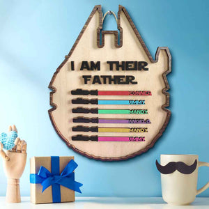 Personalized Light Saber Plaque I Am Their Father Wooden Sign Father's Day Gift