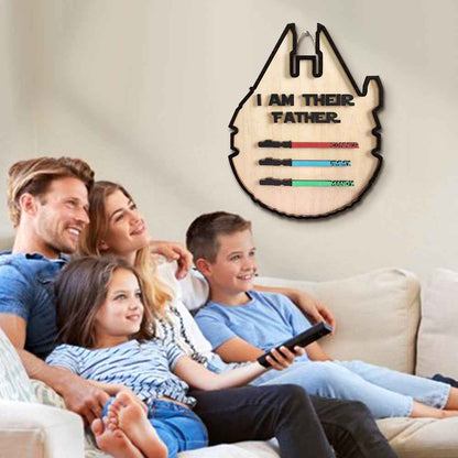 Personalized Light Saber Plaque I Am Their Father Wooden Sign Father's Day Gift