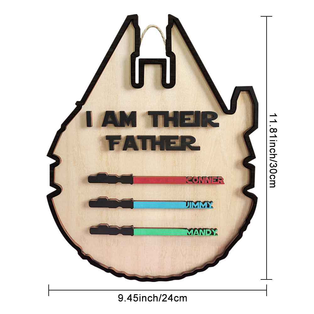 Personalized Light Saber Plaque I Am Their Father Wooden Sign Father's Day Gift