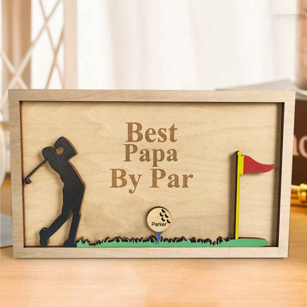 Personalized Father's Day Wooden Golf Sign Engraved Name Plaque Gift for Dad Grandpa