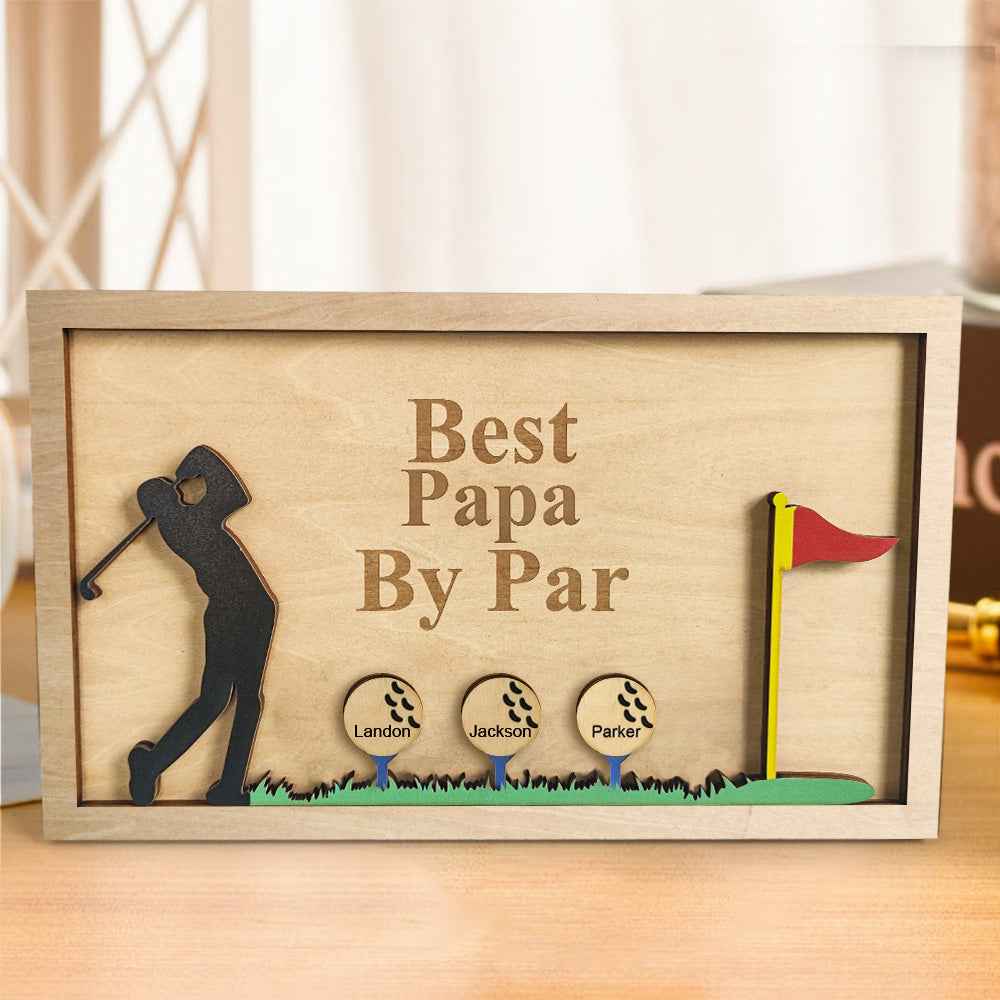 Personalized Father's Day Wooden Golf Sign Engraved Name Plaque Gift for Dad Grandpa