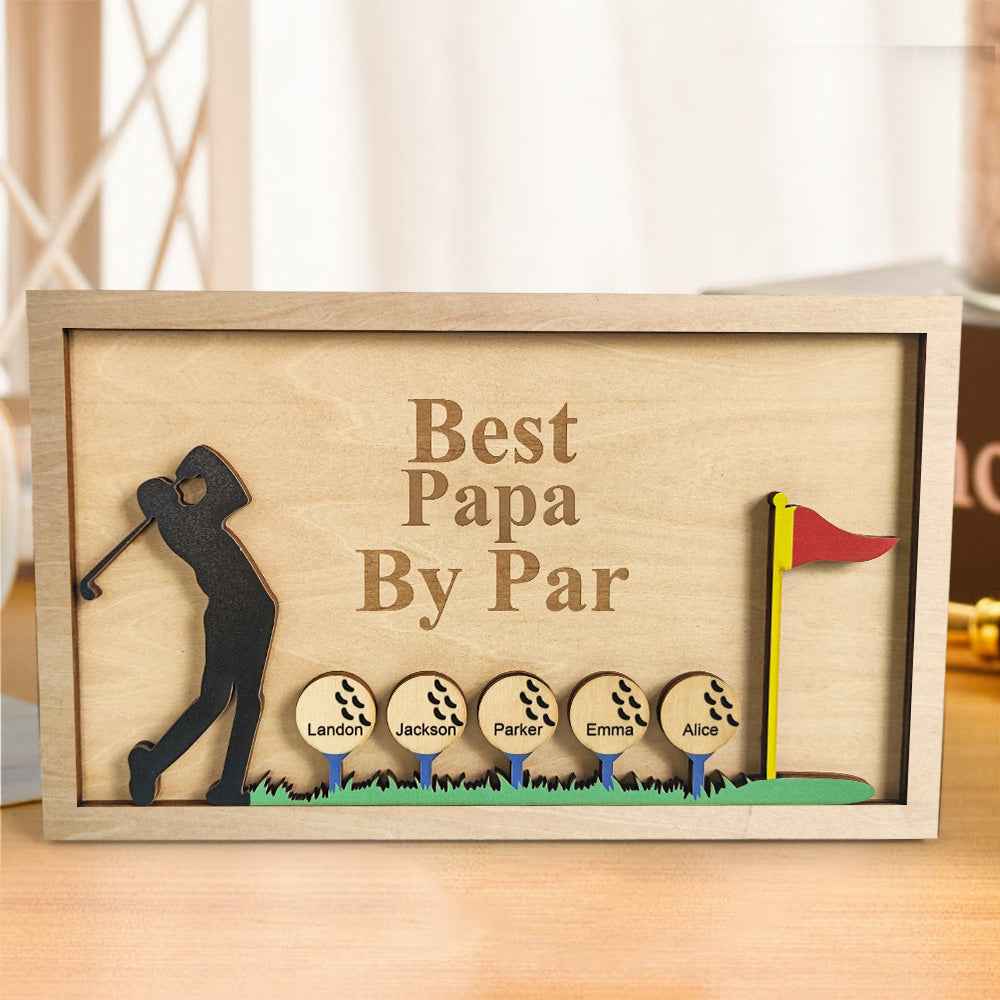 Personalized Father's Day Wooden Golf Sign Engraved Name Plaque Gift for Dad Grandpa