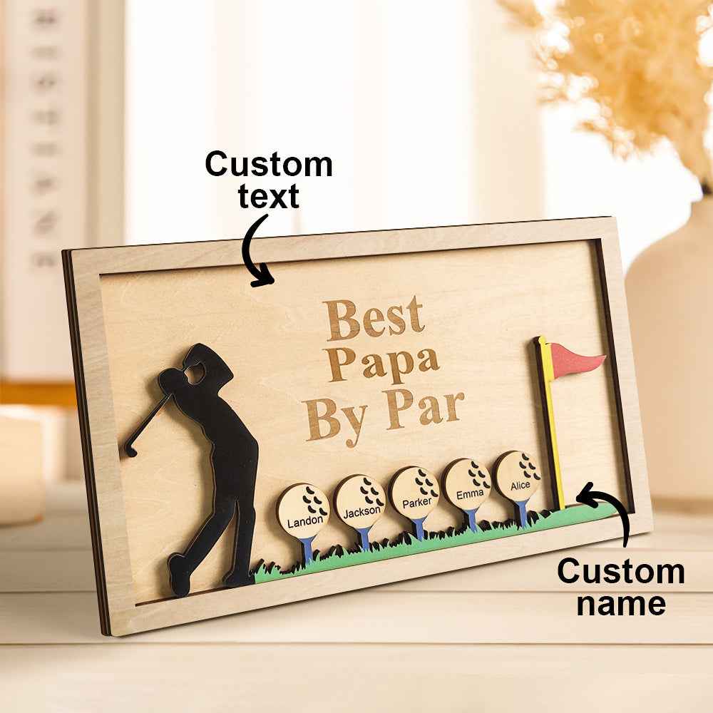 Personalized Father's Day Wooden Golf Sign Engraved Name Plaque Gift for Dad Grandpa