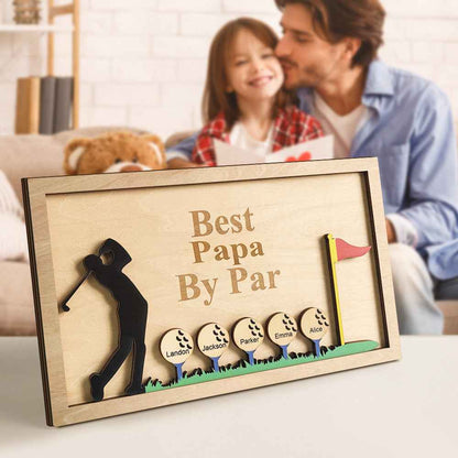 Personalized Father's Day Wooden Golf Sign Engraved Name Plaque Gift for Dad Grandpa