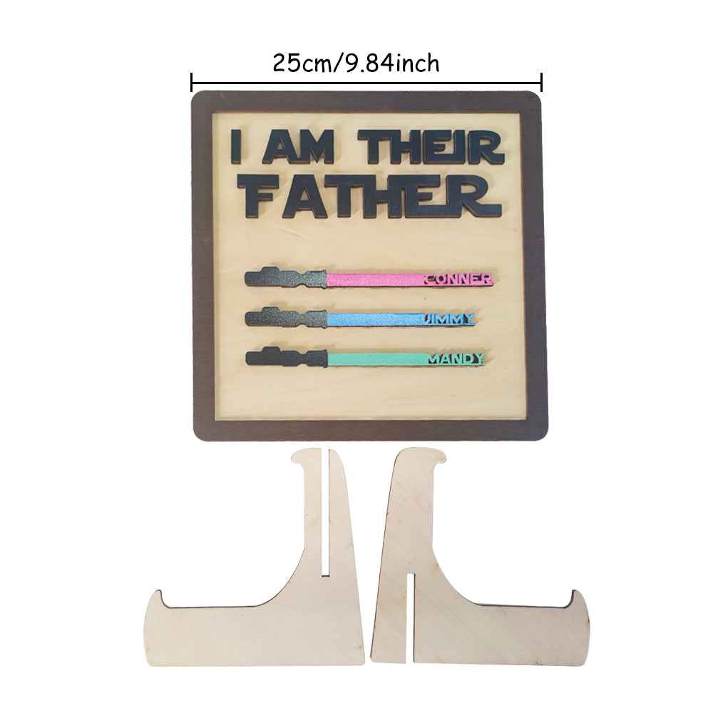 Father's Day Gifts Personalized Wood Plauqe I Am Their Father Sign Wooden Lightsaber Plaque