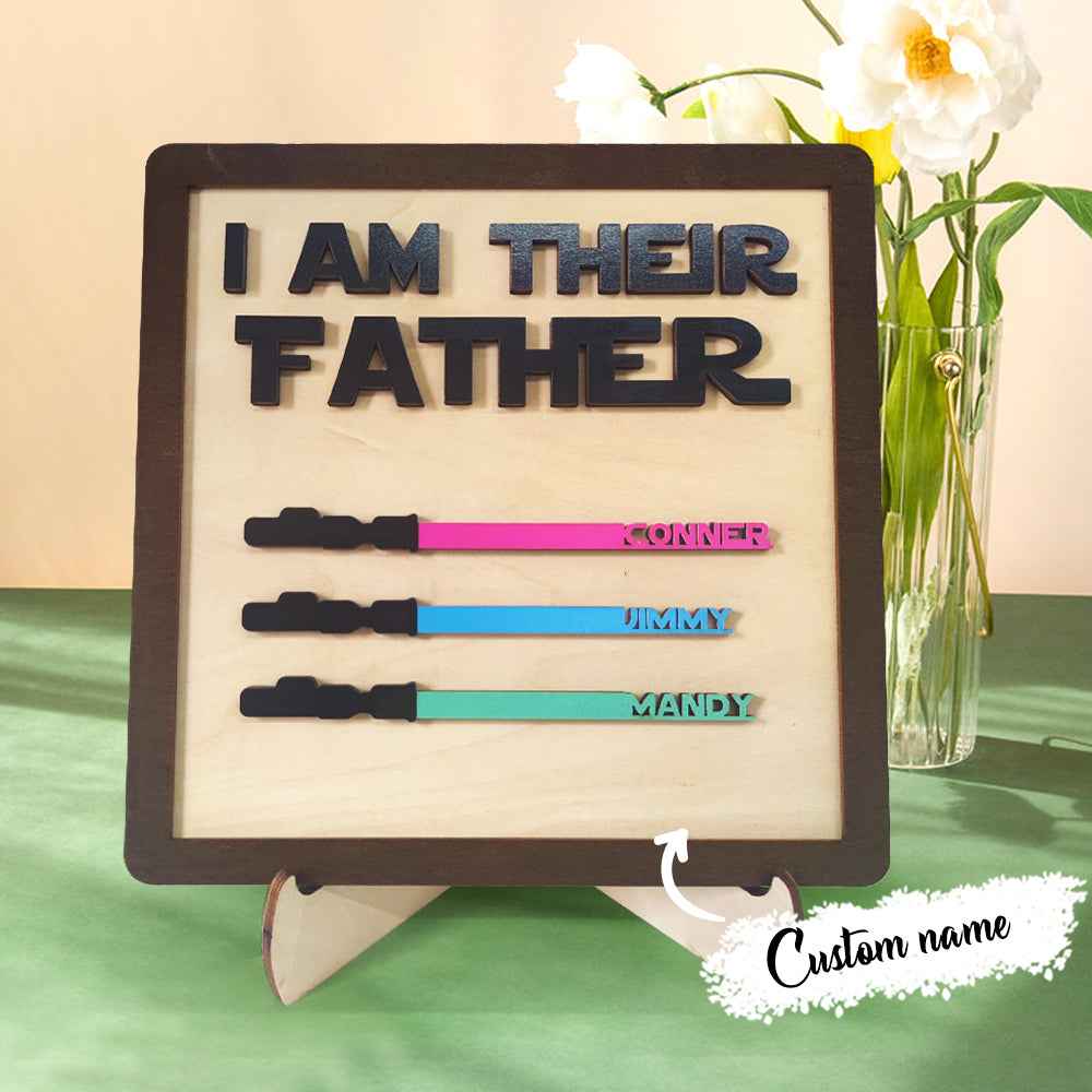 Father's Day Gifts Personalized Wood Plauqe I Am Their Father Sign Wooden Lightsaber Plaque