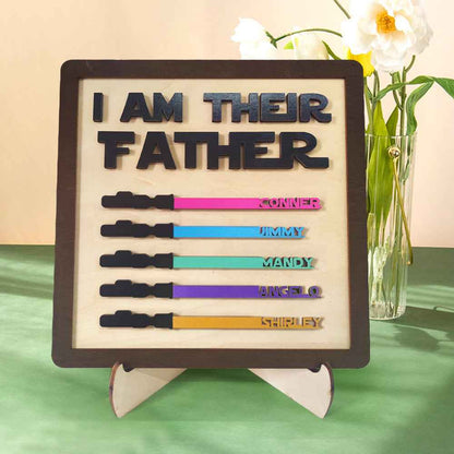 Father's Day Gifts Personalized Wood Plauqe I Am Their Father Sign Wooden Lightsaber Plaque